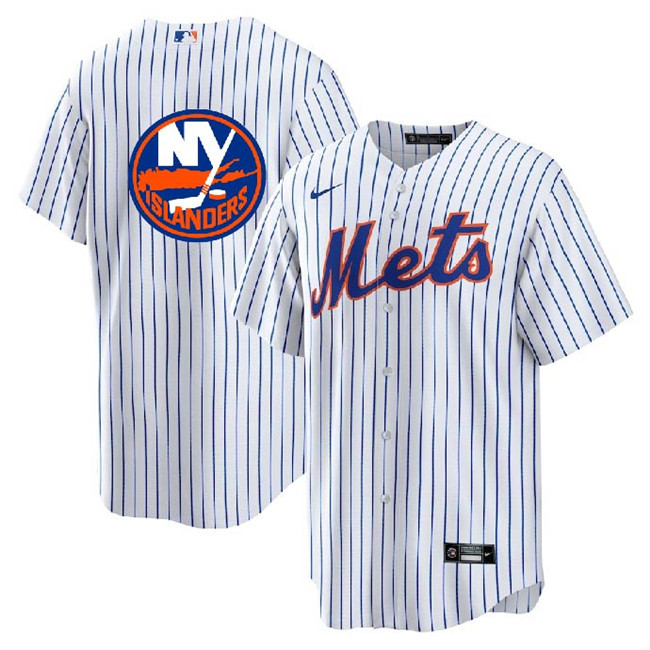 Men's New York Mets & Islanders White Cool Base Stitched Baseball Jersey